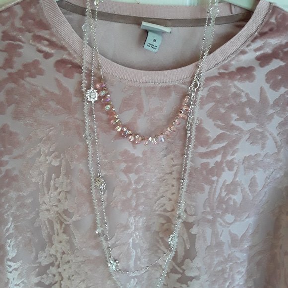 Mauve Textured Burnout Blouse Sz M NEW! - Picture 2 of 8